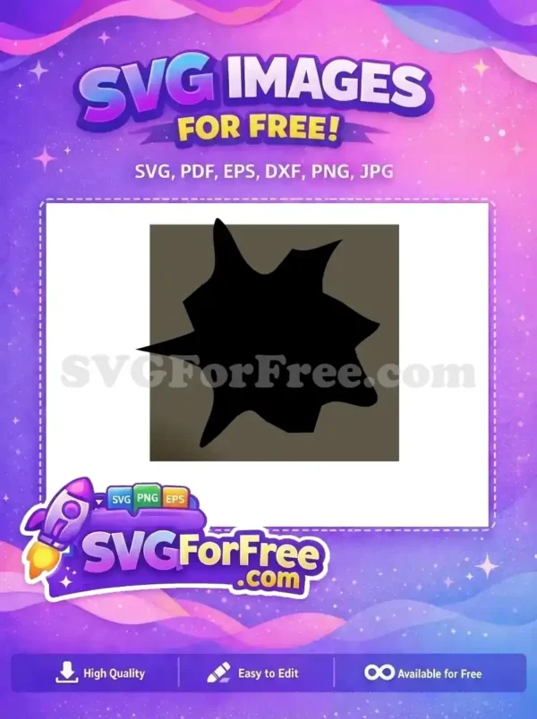 Free Abstract Burst SVG – Dynamic & Versatile Design A free abstract black burst or splash shape, ideal for creative projects. This versatile free SVG design adds dynamic impact.