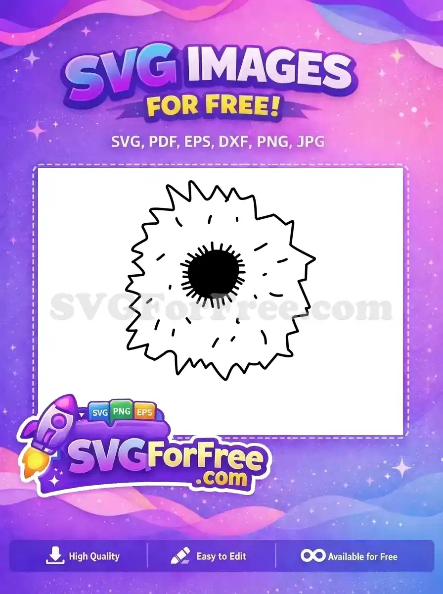 A free, abstract spiky circular design, featuring a solid core and jagged outline. Ideal for energetic projects.