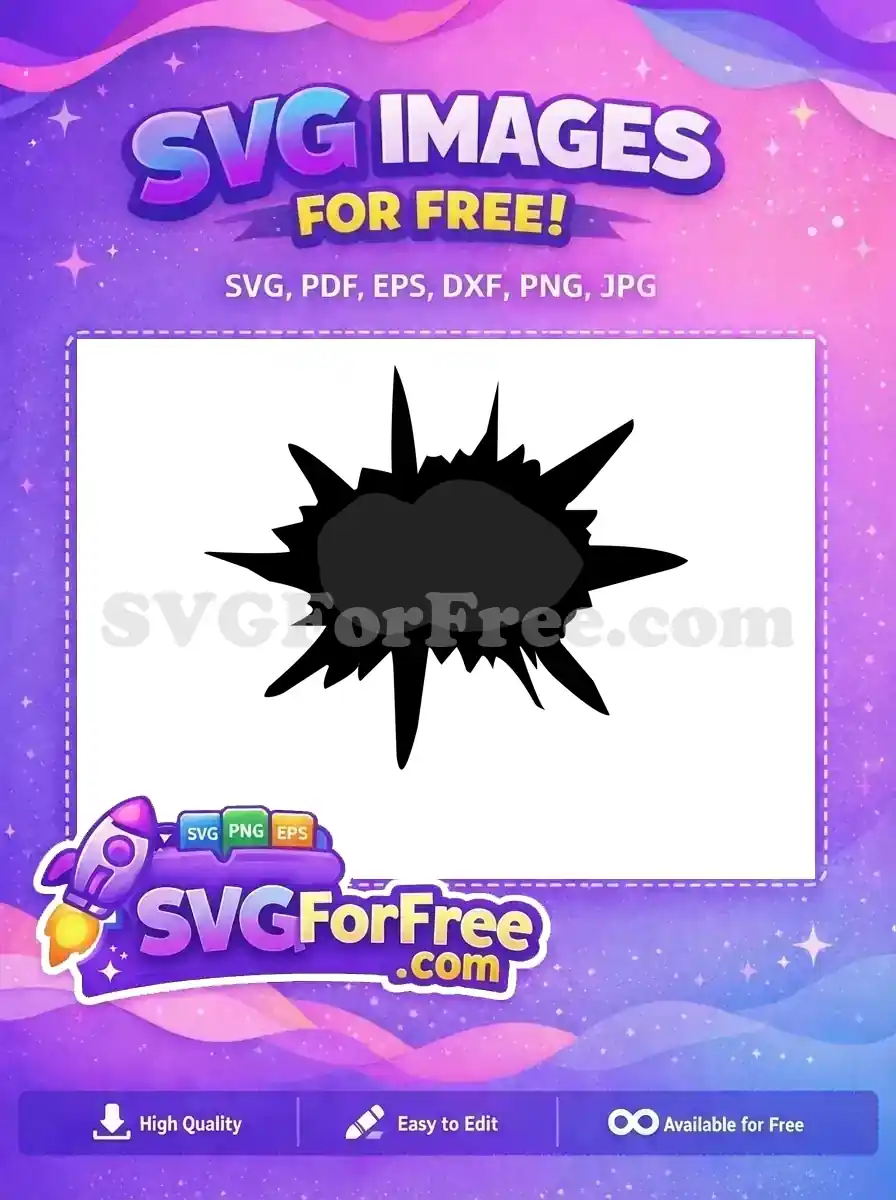 A free abstract black and dark grey spiky burst graphic, resembling an explosion or distressed inkblot. Ideal for free design projects.