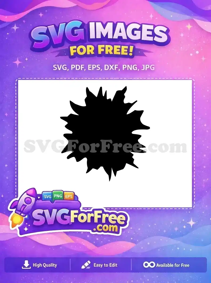 A striking free design featuring a jagged, irregular black burst or splatter shape on a white background, ideal for dynamic projects.
