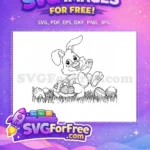 Free Cute Bunny Outline Free Simple Line Art Easter Themed Free SVG - Instant Download