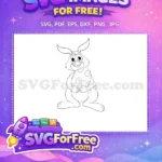Free Smiling Bunny Outline Free Holding Polka Dot Egg Easter Free SVG - Instant Download