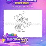 Free Waving Bunny Outline Free Easter Egg Basket Easter Free SVG - Instant Download