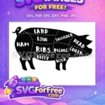 Free Pig Butcher Chart Silhouette Free Pork Cuts Diagram Farmhouse Free SVG - Instant Download