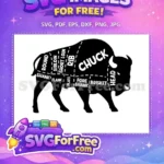 Free Buffalo Butcher Cuts Free Black Silhouette Diagram Meat Cuts Chart Free SVG - Instant Download