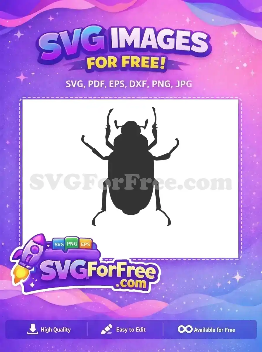 Striking dark gray beetle silhouette free SVG, ideal for crafting and digital art. A versatile, free design download.