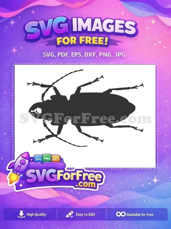 A detailed silhouette of a beetle, offering a versatile free SVG design for your creative projects. Download now!