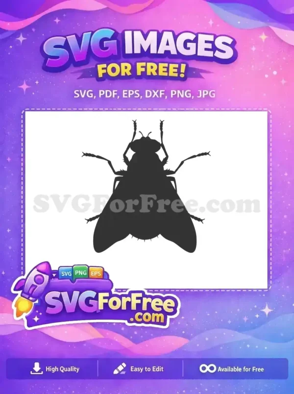 Detailed free fly silhouette design, perfect for crafts and digital art. This free SVG offers sharp insect graphics.