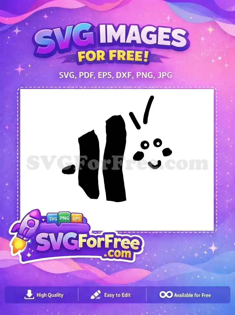 A free design featuring a whimsical, abstract black and white insect SVG, perfect for creative projects and free downloads.