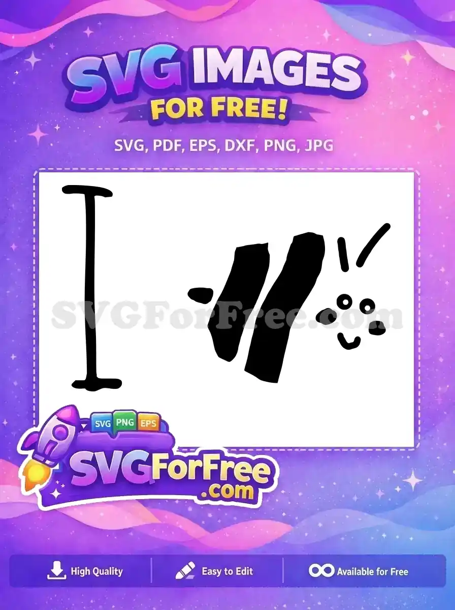 Discover this free, hand-drawn "I Love You" SVG design, ideal for personalizing gifts, cards, and digital art. A delightful free design for all your creative needs.