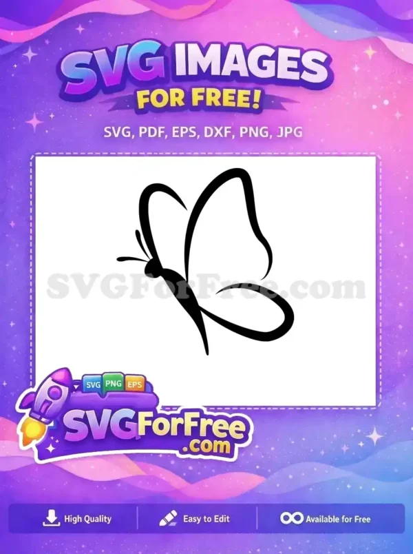 A beautiful free butterfly SVG design, featuring smooth black lines, ideal for crafting and digital art projects.