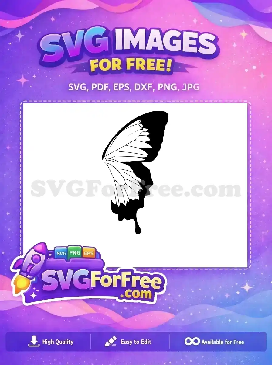 Exquisite free butterfly wing design, a versatile vector art piece for your creative projects. Download this free design now!