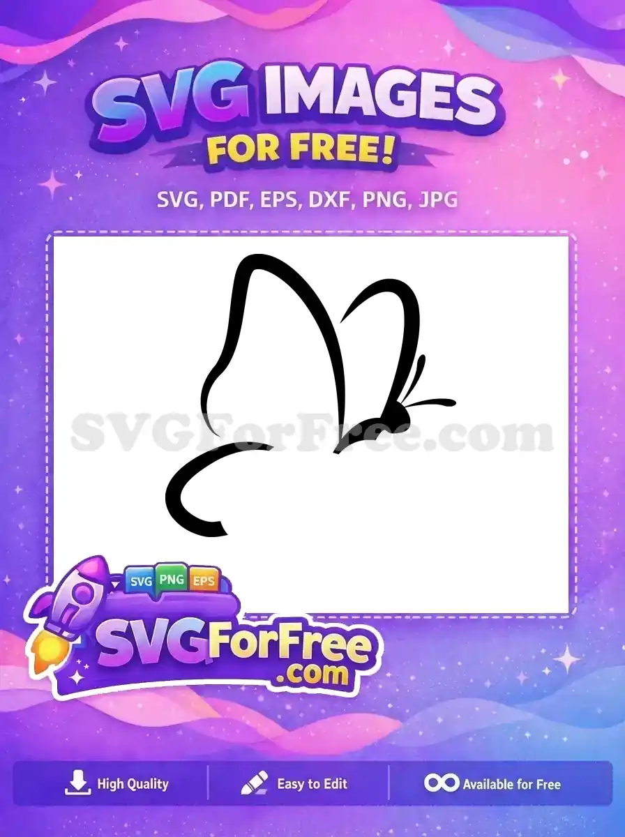 A detailed, free butterfly silhouette design, perfect for digital art, crafts, and creative projects.