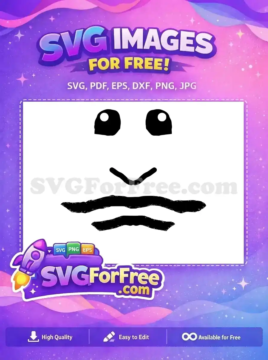 This free doodle face SVG features a minimalist, hand-drawn style with bold eyes and expressive lines. Ideal for creative projects.