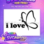 Free I Love Butterfly Free Black Silhouette Butterflies and Bugs Free SVG - Instant Download
