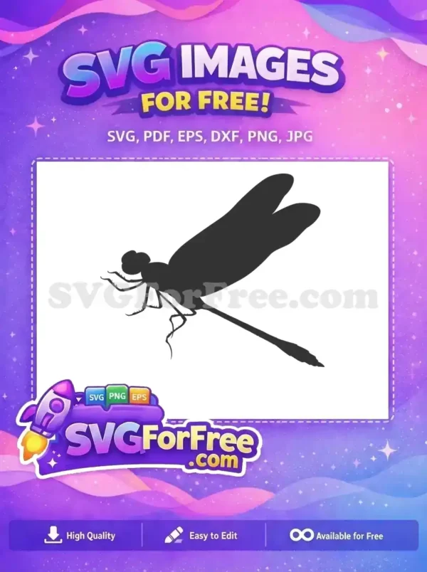 Free Dragonfly Silhouette SVG Design – Instant Download A striking free dragonfly silhouette, perfect for Cricut, crafting, and digital art. Download this free vector design now!