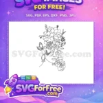 Free Woman Flowers Free Butterfly Face Line Art Free SVG - Instant Download