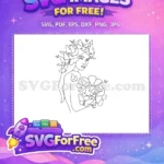 Free Butterfly Goddess Free Line Art Gentle Expression Free SVG - Instant Download