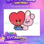 Free Red Heart Tata Blue Outfit Free Pink Cooky Hugging BT21 Free SVG - Instant Download