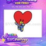 Free Red Heart Tata Waving Free Blue Pajamas BT21 Free SVG - Instant Download