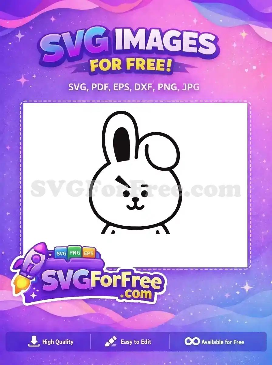 A free design showing the adorable Cooky character from BT21, a cute black and white bunny face.