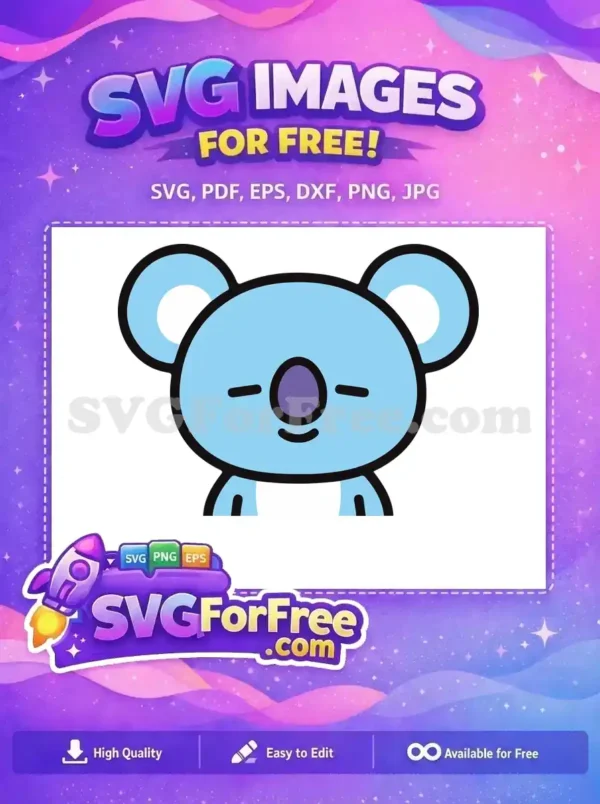 Discover this charming free koala character SVG, ideal for children's designs and playful branding. This free design is perfect for your next creative venture.