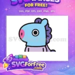 Free Cute Blue Mang Pony Head Free Pink Nose Purple Hair BT21 Free SVG - Instant Download