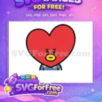 Free Tata Red Heart Head Free Blue Polka Dot Pajamas BT21 Free SVG - Instant Download