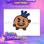 Free Shooky with Blue Crown Free Happy Smiling Face BTS BT21 Free SVG - Instant Download