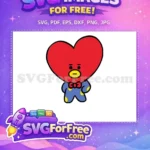 Free Red Heart Tata Free Blue Polka-Dot Pajamas BTS Free SVG - Instant Download
