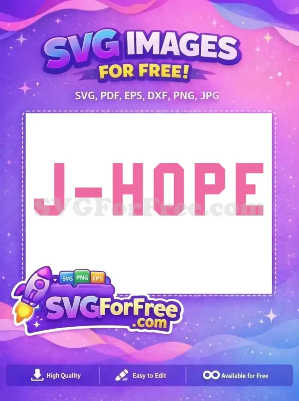 A free J-Hope text design in bold pink, ideal for K-Pop fan merchandise and crafting projects. Download this free vector now!