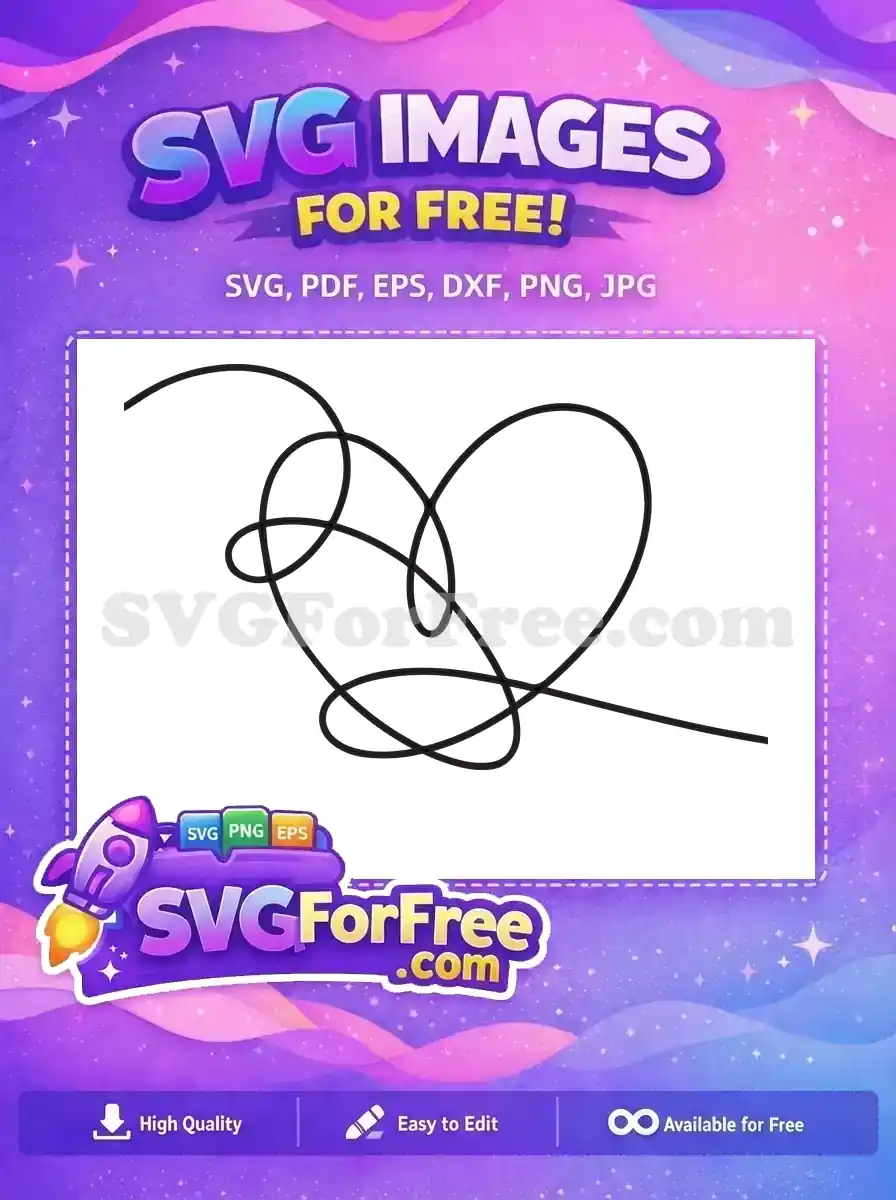 A captivating free design showcasing a continuous black line forming an intricate heart on a white background, ideal for various free craft projects.