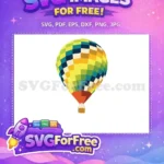 Free Colorful Patchwork Balloon Free Yellow Blue Design BTS Free SVG - Instant Download