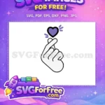Free Purple I Love You Free Finger Heart BTS Free SVG - Instant Download