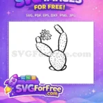 Free Prickly Pear Cactus Outline Free Blooming Flower Desert Plant Free SVG - Instant Download