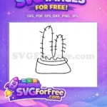 Free Hand-drawn Potted Cactus Free Two Spiky Arms Cactus Outline Free SVG - Instant Download