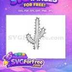 Free Happy Green Cactus Free Number One Outline First Birthday Free SVG - Instant Download