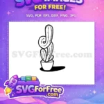 Free Tall Potted Cactus Outline Free Looping Shape Thorns Free SVG - Instant Download
