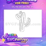 Free Saguaro Cactus Outline Free Minimalist Line Art Plant Free SVG - Instant Download