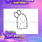 Free Simple Black Outline Free Prickly Pear Cactus Desert Plant Free SVG - Instant Download
