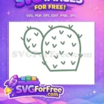 Free Green Prickly Pear Free Hand Drawn Thorns Cactus Outline Free SVG - Instant Download