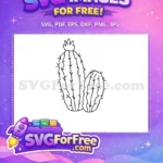 Free Tall Saguaro Cactus Outline Free Prickly Desert Plant Free SVG - Instant Download