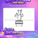 Free Cactus Outline Free Prickly Pear Potted Plant Free SVG - Instant Download