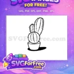 Free Potted Desert Cactus Free Outline with Thorns Clipart Free SVG - Instant Download