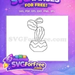 Free Potted Cactus Outline Free Wavy Line Art Design Free SVG - Instant Download