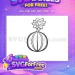 Free Blooming Flower Cactus Free Black Outline Desert Plant Free SVG - Instant Download
