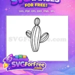 Free Simple Saguaro Cactus Free Black Outline Drawing Desert Plant Free SVG - Instant Download