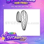 Free Black Outline Cactus Free Wavy Lines Desert Plant Free SVG - Instant Download