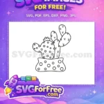 Free Spotted Round Cactus Free Prickly Pear Partner Cactus Outline Free SVG - Instant Download