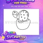Free Potted Cactus Outline Free X-Spine Detail Plant Drawing Free SVG - Instant Download